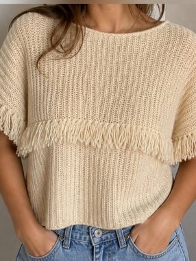 Chelsea & Violet Cream Knit Sweater